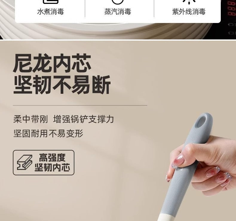 Wholesale gray two-color silicone spatula spoon household high temperature resistant non-stick pan cooking spatula soup spoon fishing fence kitchen suit