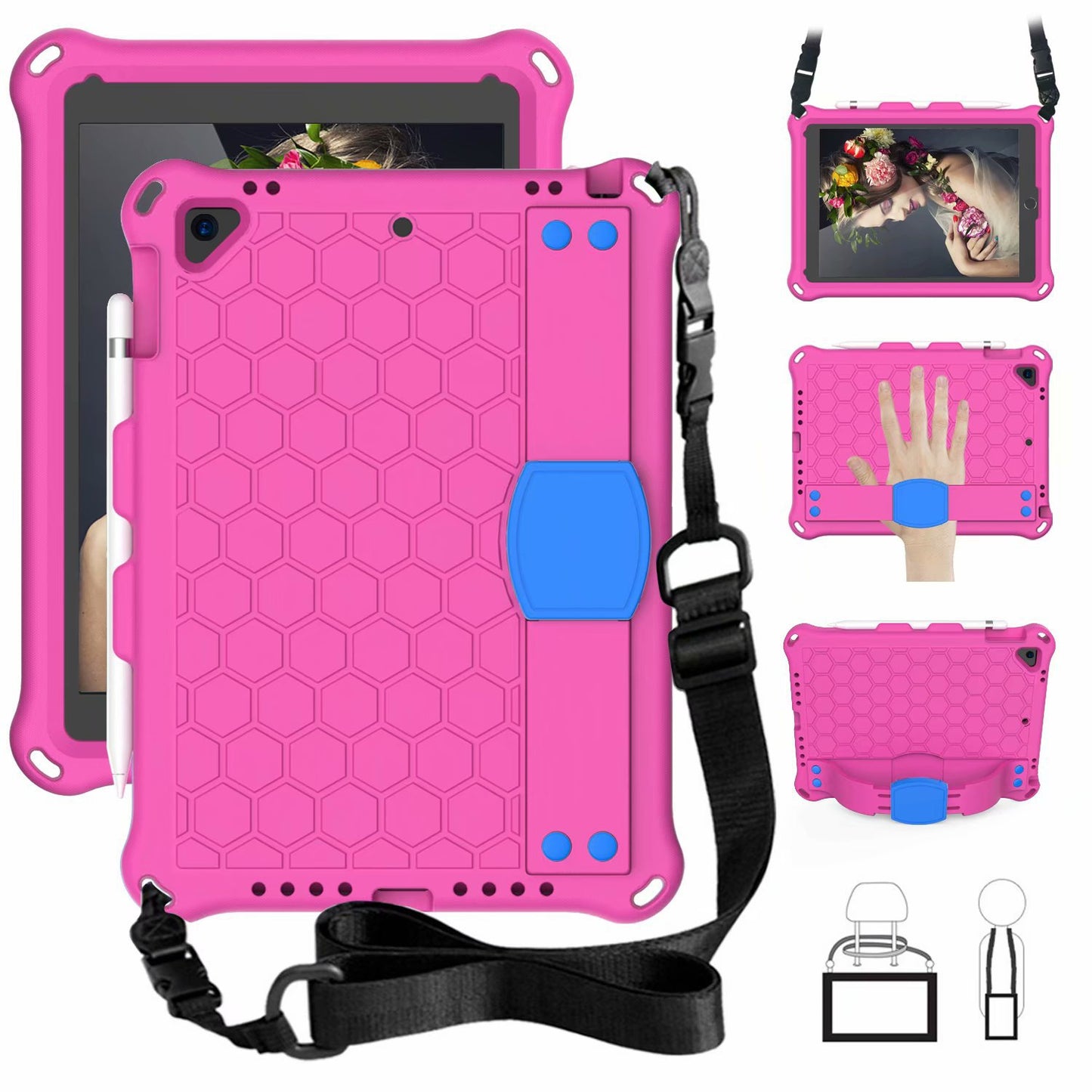 Applicable to iPad air4 10.9 honeycomb protective case ipad9.7 tablet computer case 10.2 strap protective case