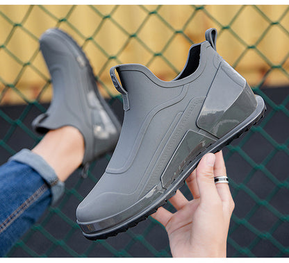 Cross-border Explosions Fashion Rain Boots Men's Non-slip Rubber Shoes Thick Sole Wear-resistant Outer Wear Rain Boots Non-slip Kitchen Water Shoes Men