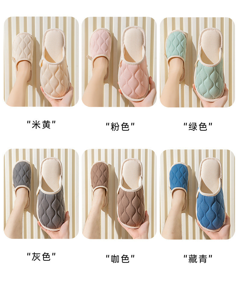 Spring and Autumn Cotton Slippers for Women, All Seasons, Winter, Indoor Home Use, Cotton and Linen Non-Slip Home Couple Wholesale Hemp Slippers for Men