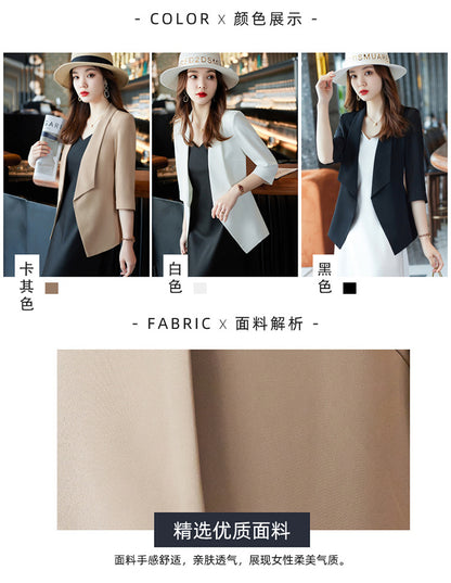 [Three-Quarter Sleeve Dress] Women's Formal Suit Dress, Korean Style Fashion Professional Attire, Small Blazer Dress for Spring and Summer