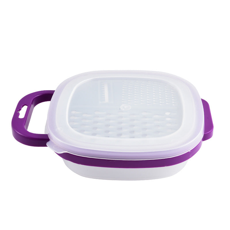 Multi-functional three-in-one stainless steel round planer with lid and bottom box melon Planer melon fruit vegetable grater radish shredder