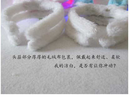 Led Light-Up Plush Bunny Ears Headband for Kids with Light-Up Hair Clip Decoration for Party Performance Props Styling