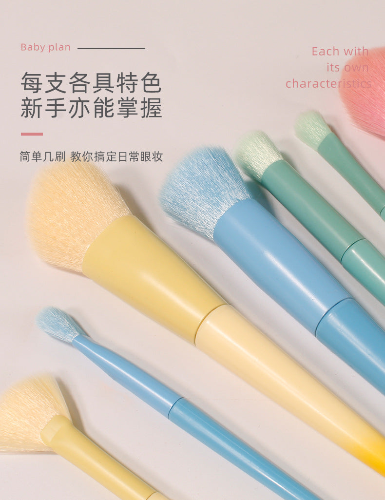New Cross-Border Makeup Brush Set 17 Candy-Colorfuled Macaron Colorful Brush Loose Powder Brush Eyebrow Brush Factory Direct Sale