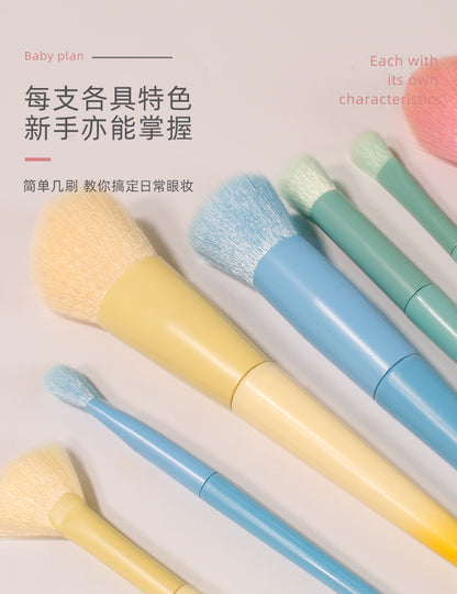 New Cross-Border Makeup Brush Set 17 Candy-Colorfuled Macaron Colorful Brush Loose Powder Brush Eyebrow Brush Factory Direct Sale