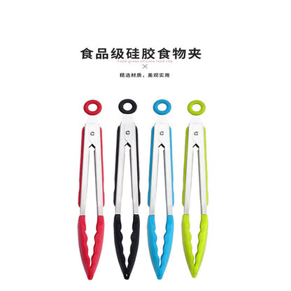 in stock 7 inch 9 inch 12 inch silicone food clip 3 piece set stainless steel food clip BBQ barbecue clip bread steak clip