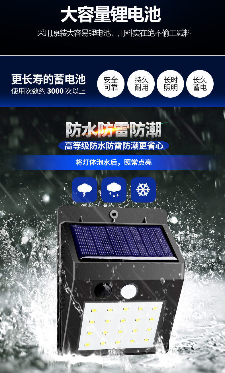 Solar Lamp Outdoor Lighting Garden Lamp Human Body Sensor Super Bright Waterproof Wall Lamp New Rural Home Outdoor Street Lamp