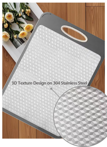 New in stock Amazon Explosions 3D Pattern Stainless Steel Cutting Board Titanium Cutting Board 304 Double-sided Cutting Board