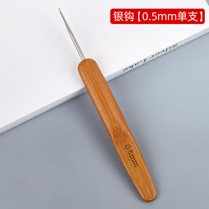 Full Set of Bamboo Handle Crochet Hooks, Bamboo Crochet Yarn Hooks, Handmade Knitting Tools, Sweater Needles, Round Head Carbonized Crochet Set