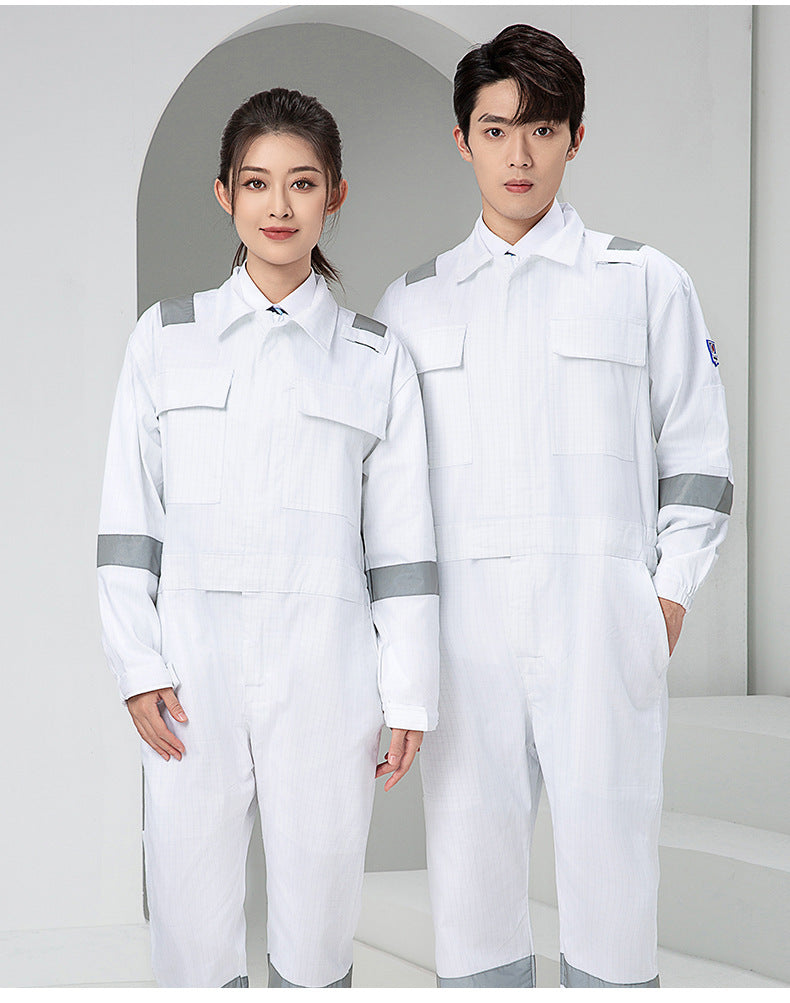 Marine Crew Reflective Strip Pure Cotton Overalls Long-sleeved Men's Summer Wear-resistant Electric Welding Shipyard Workshop Labor Insurance Clothing
