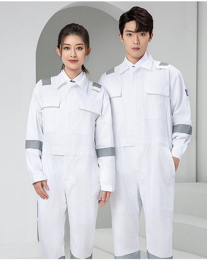 Marine Crew Reflective Strip Pure Cotton Overalls Long-sleeved Men's Summer Wear-resistant Electric Welding Shipyard Workshop Labor Insurance Clothing