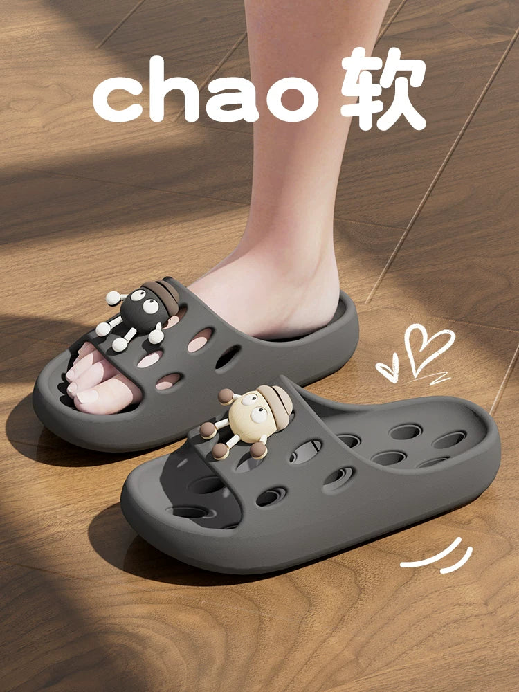 Bathroom Leaking Slippers for Women in Summer Indoor Home Use for Bathing Non-Slip Cut Out Quick-Drying Couple Non-Stinky Foot Sandals for Men