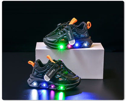 Light-Up Children's Shoes 2025 Spring & Fall New Led Light-Up Soft-Soled Sports Shoes for Small and Medium-Sized Children Women's Fashionable Casual Dad Shoes