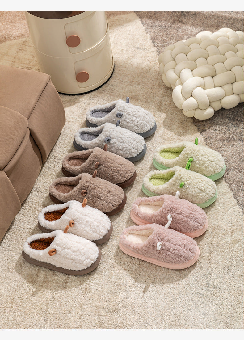 Cotton Slippers for Women, Cute Girly Heart, Indoor Home, Non-Slip, Warm, Couple Style, Dormitory Wearable Slippers for Men, Autumn and Winter