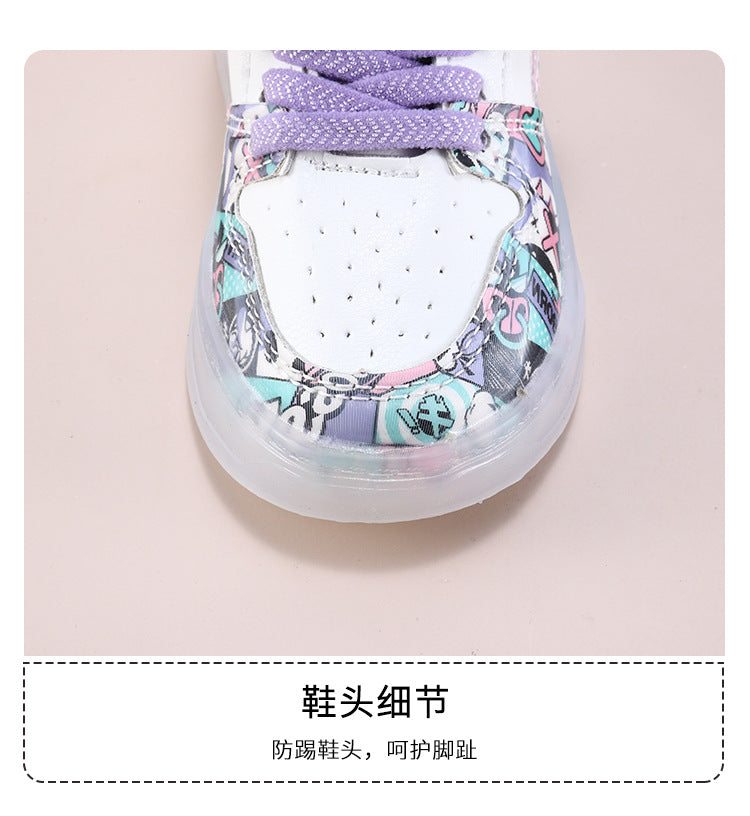 2022 New Spring and Autumn Breathable Fashion Sneakers Children's Luminous Shoes Princess Wings Led Light Children's Shoes