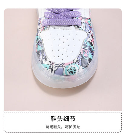 2022 New Spring and Autumn Breathable Fashion Sneakers Children's Luminous Shoes Princess Wings Led Light Children's Shoes