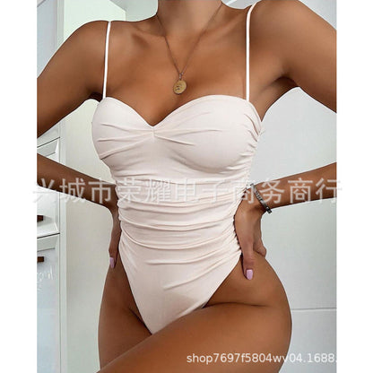 New 2024 Foreign Trade Cross-border Women's One-piece Swimsuit European and American Leopard Print One-piece Swimsuit Bikini Bikini