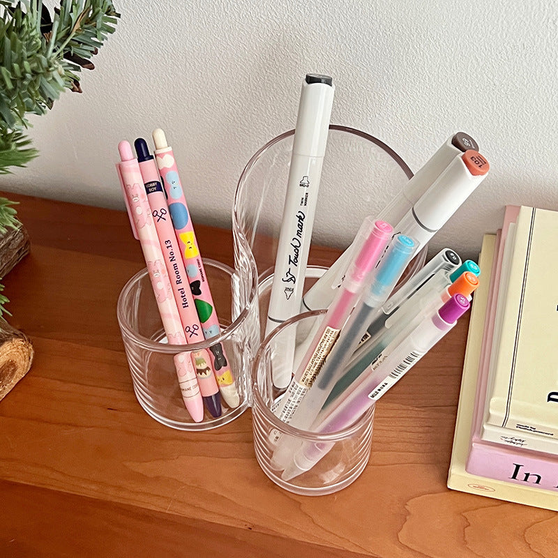 Simple Transparent Acrylic Cosmetic Brush Storage Bucket Desktop Student Pen Conner Desktop Cosmetic Lipstick Storage Box