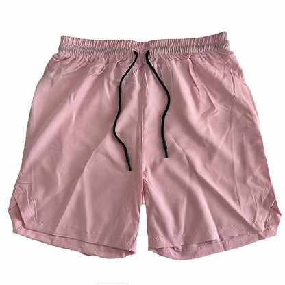 Crazy muscle men's shorts single layer woven quick-drying solid color running fitness sports casual American fifth pants