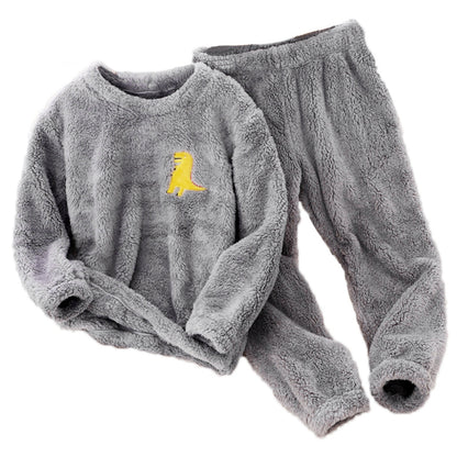 2024 Amazon independent station new children's clothing home wear flannel cartoon embroidered suit boys and girls wear