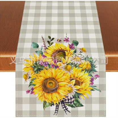 Linen Table Runner Pastoral Flower Lemon Summer Home Dining Table Outdoor Decoration Printed Tablecloth Table Runner