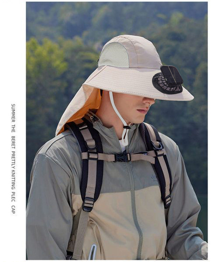Solar Fan Hat, Summer Shawl, Neck Protection, Sun Protection Hat, Men's Outdoor Fishing and Hiking Hat, New Style Hat