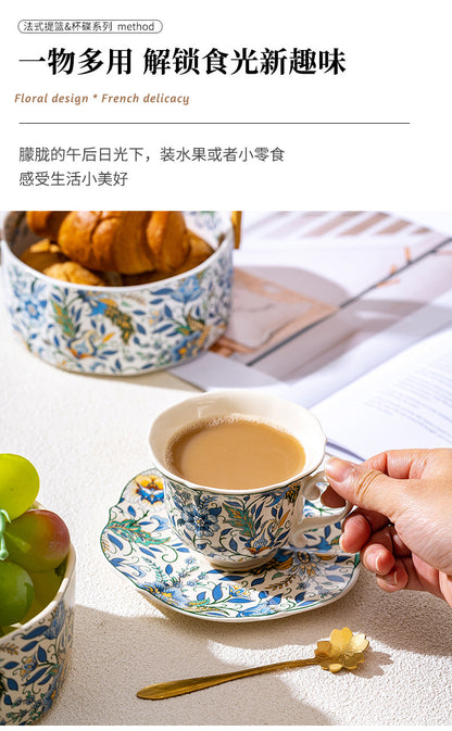 French Style Fruit Plate High-end Exquisite and High-value Fruit Plate Living Room Coffee Table Household Afternoon Tea Dim & Cam Plate Ceramic Basket