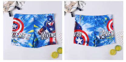 Children's Swim Trunks Boys Swimsuit Small, Medium and Large Children's Cartoon Printed Baby's Flat-Corner Swim Trunks Quick-drying Cross-border New