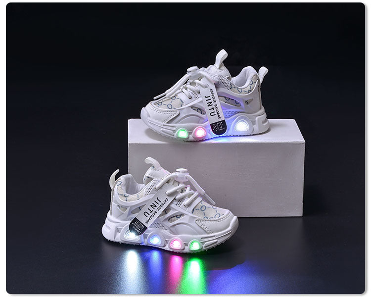 Spring and Summer New Children's Luminous Cloth Noodles for Boys sneaker 1-6 Years Old LED Light Shoes Casual Girls Schoolwalking Lights Shoes