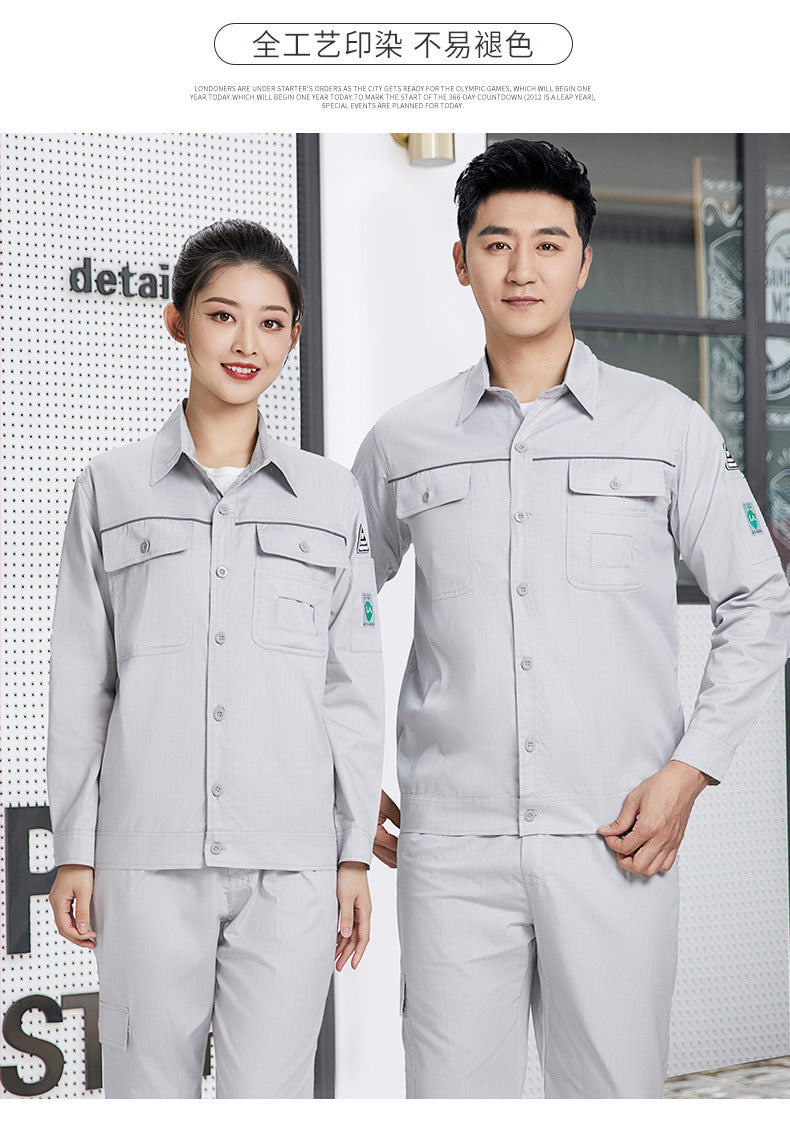 Pure cotton summer anti-static card pocket work clothes gas station filling station thin gas petrochemical long sleeve labor protection clothing