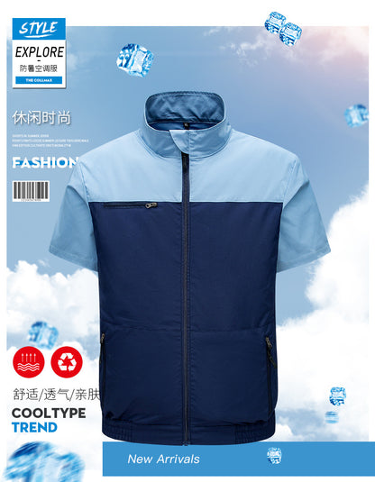 Cross-Border Summer Cooling Air-Conditioning Clothing with Fan Refrigeration Workwear Outdoor Heatstroke Prevention Fan Clothing Men's Labor Protection Clothing Work Clothes