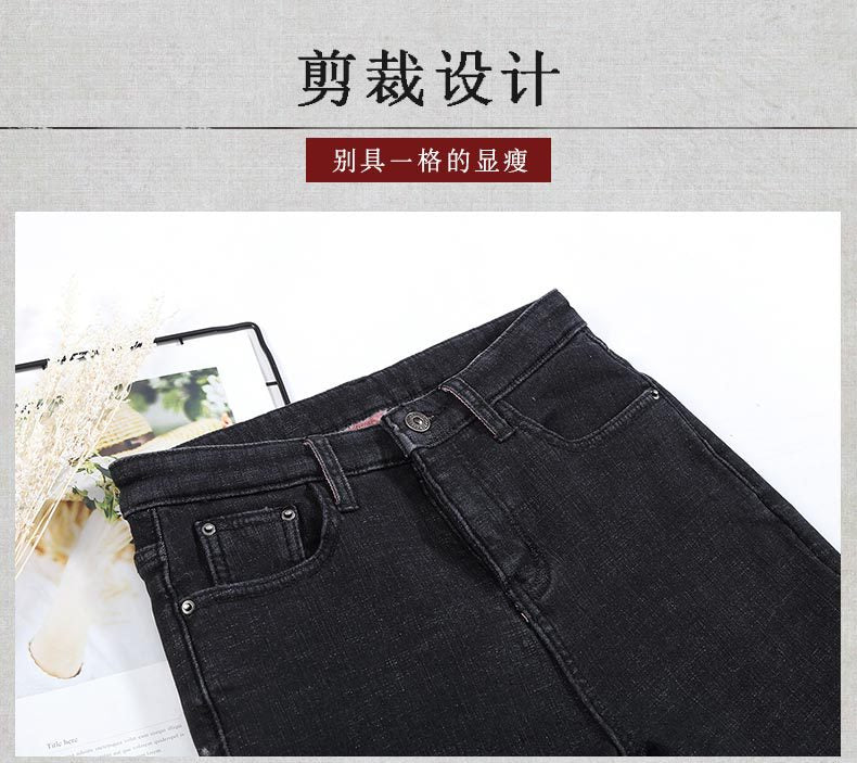 High Waist Jeans Women's Trousers Spring and Autumn 2023 New Winter Fleece-lined Slim-fit Slimming Pencil Pants Thick