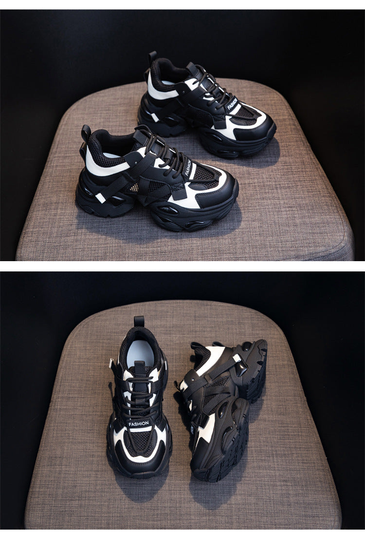 Thick-Soled Dad Shoes for Women 2025 Summer New Versatile Height-Increasing Breathable Mesh Sports Casual Shoes Platform Heel