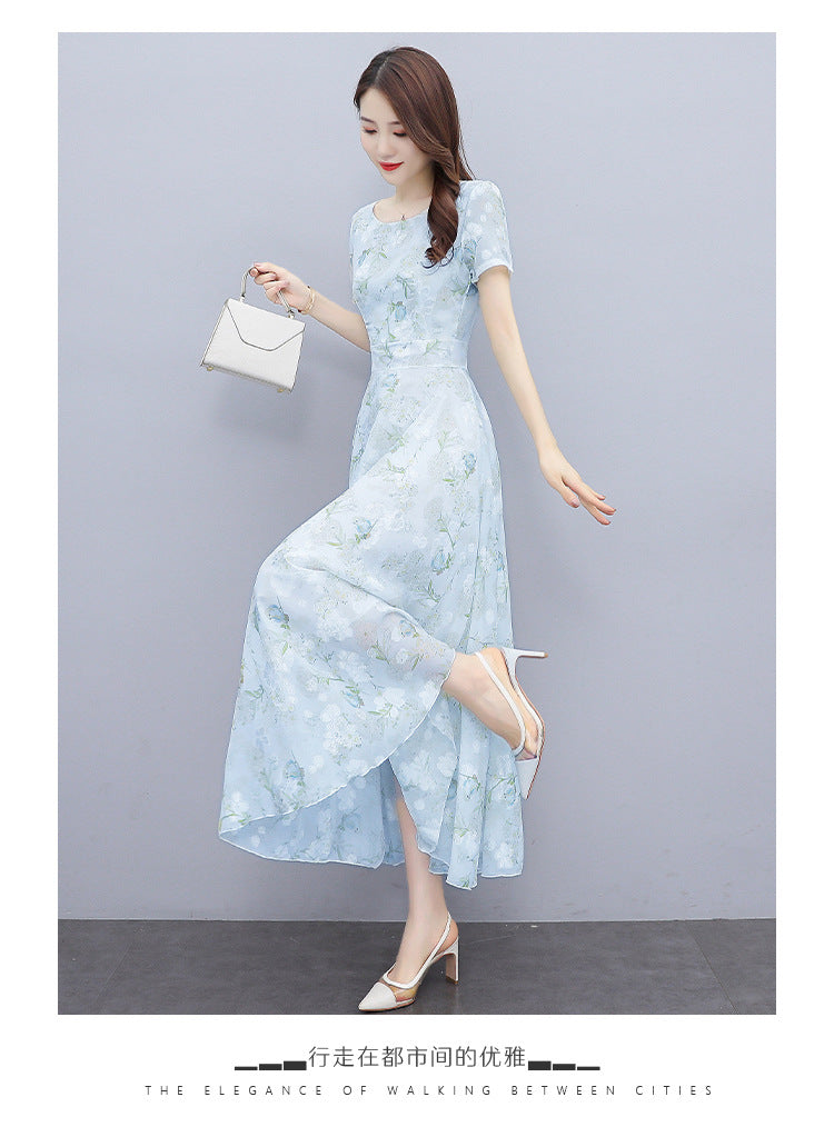 2022 Summer New Bohemian Long Dress to Ankle Chiffon dress Super Long Seaside Holiday Beach Dress for Women