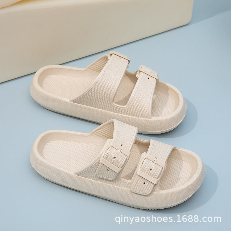 Double Strips Feeling EVA Slippers Women's Summer Bathing Slippers Home Sandals Men's Outdoor Beach Sandals