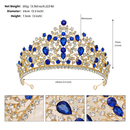 European and American All-match Bride Wedding Hair Accessories Light Luxury Full Diamond Birthday Party Crown Baroque Vintage Rhinestone Crown