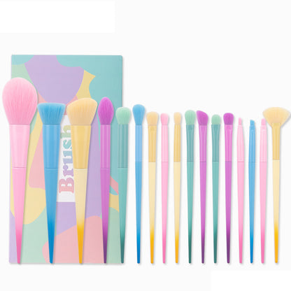 New Cross-Border Makeup Brush Set 17 Candy-Colorfuled Macaron Colorful Brush Loose Powder Brush Eyebrow Brush Factory Direct Sale