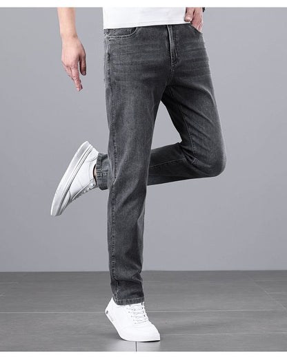 Light Luxury Smoke Grey Jeans Men's Straight Loose Summer Thin Men's Pants 2025 New Casual Trendy Trousers