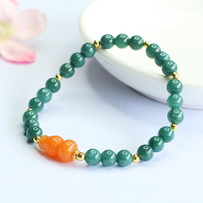 Guan Yu Natural Grade a Jadeite Blue Water Bracelet Golden Silk Jade Gourd Bracelet Live Broadcast Temple Wholesale S5070601