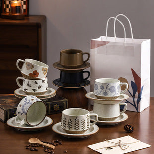 Retro High-grade Sense Striped Kiln Change Ceramic Cup Hotel Home Office Milk Coffee Cup Afternoon Tea Drinking Cup
