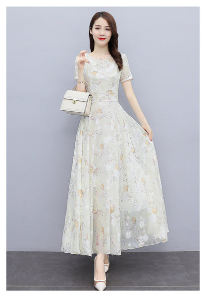 2022 Summer New Bohemian Long Dress to Ankle Chiffon dress Super Long Seaside Holiday Beach Dress for Women