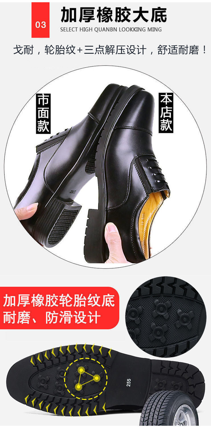 [Real cowhide] business formal leather shoes men's three-joint leather men's shoes summer breathable hidden height increasing shoes men