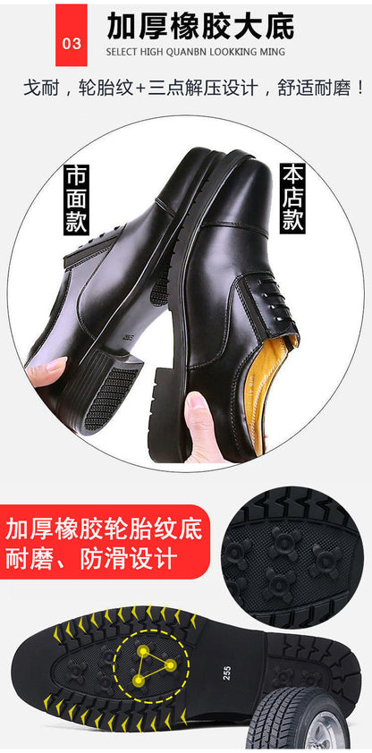 [Real cowhide] business formal leather shoes men's three-joint leather men's shoes summer breathable hidden height increasing shoes men