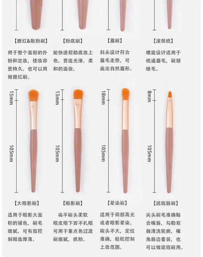 8 Makeup Brush Set Portable Soft Hair Powder Concealer Eye Shadow Blush Foundation Brush Full Set Beauty Tools