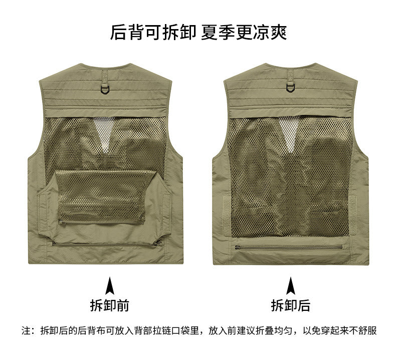 Four Seasons Photography Tooling Multi-Pocket Quick-Dry Vest Safety Waistcoat Logo Printing Men's and Women's Wear