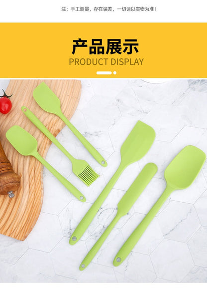 Factory in stock silicone baking 6-piece one-piece silicone scraper spatula oil brush household baking tools suit