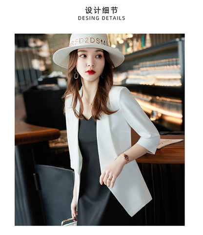 [Three-Quarter Sleeve Dress] Women's Formal Suit Dress, Korean Style Fashion Professional Attire, Small Blazer Dress for Spring and Summer