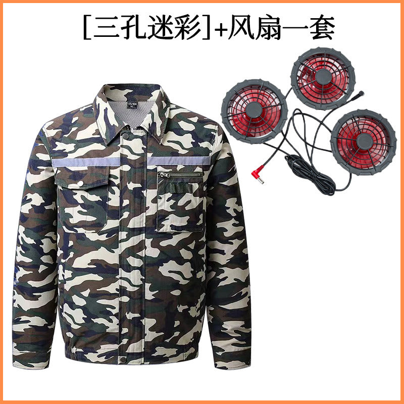 Summer Air Conditioning Clothing Clothes with Three Fans Heatstroke Prevention and Cooling Work Clothing for Men's Construction Site Heatstroke Prevention and Refrigeration Labor Protection Clothing