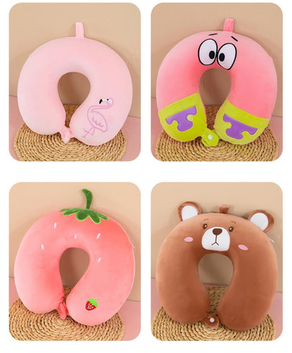 Neck Pillow Travel Memory Foam U-shaped Pillow Cartoon Gift Sponge Sleeping Neck Pillow Embroidery Slow Rebound Nap Pillow