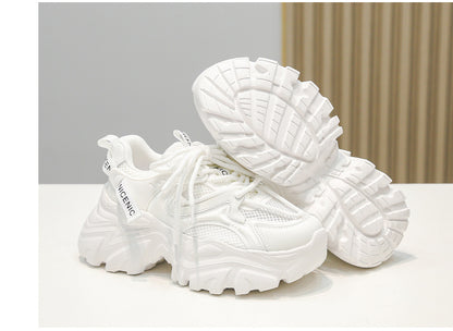 New Spring Shoes, Thick-Soled Women's Shoes, Versatile Height-Increasing Shoes, Non-Slip, Breathable, Lightweight Dad Shoes, Mesh Sneakers for Women